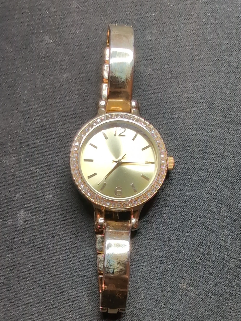 Gold-Tone Women's Crystal Accent Bracelet Watch